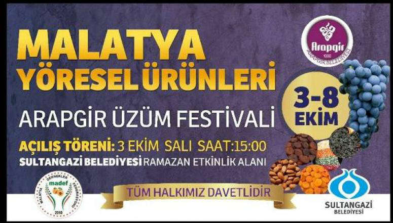 Arapgir Üzüm Festivali Etkinliği 3 Ekim Salı Günü Saat 15.00’da  Sultangazi’de