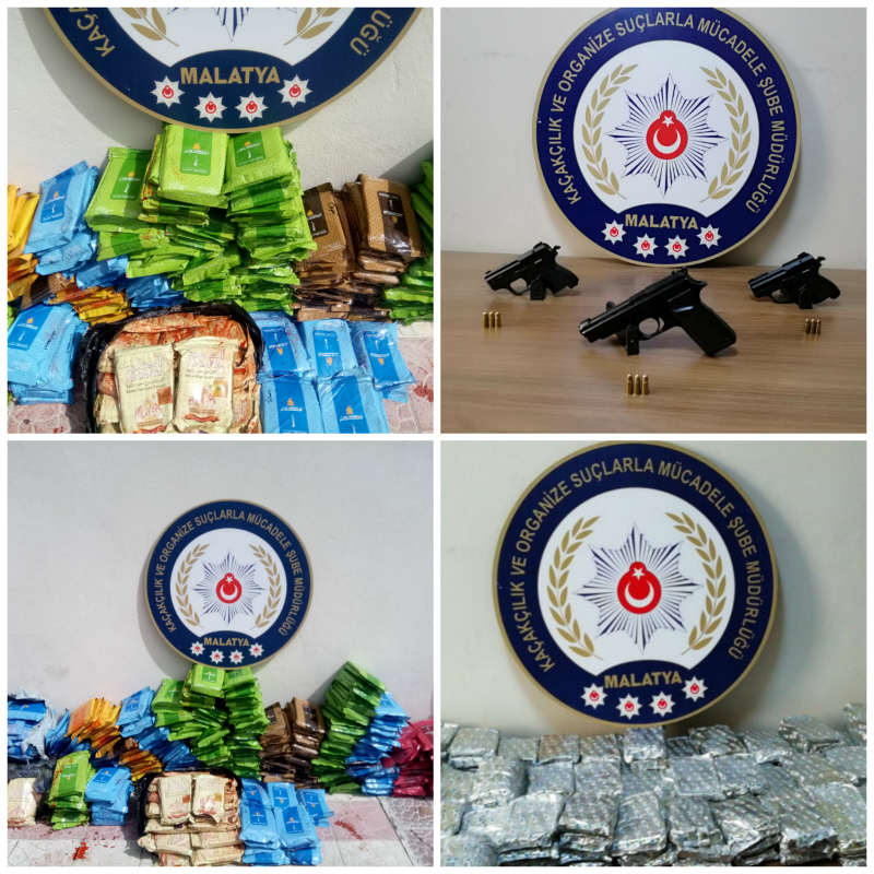 Malatya’da Ruhsatsız Tabanca ve Kaçak Nargile Tütünü Ele Geçirildi