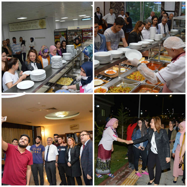 Rektör Karabulut, iftarda ve sahurda öğrenci yurtlarını ziyaret etti.