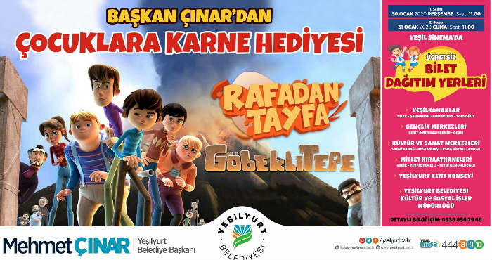 30 ve 31 Ocak’ta saat 11:00’de Yeşil Sinema’da ‘Rafadan Tayfa; Göbeklitepe’ filmini izleyeceğiz.