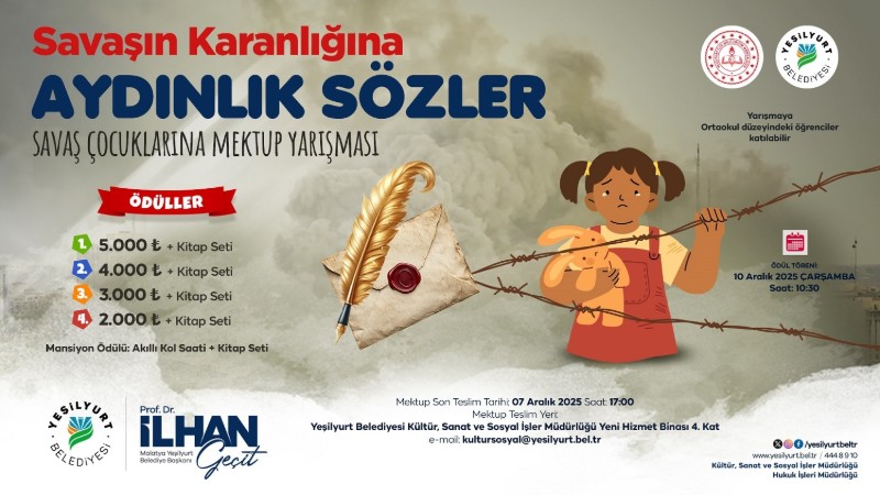 Yeşilyurt’ta “Savaşın Karanlığına Aydınlık Sözler” Mektup Yarışması Başladı